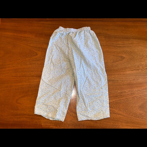 Mary James Blue Floral Pants and White Long Sleeve Shirt with Ruffle Cuffs - Picture 3 of 3